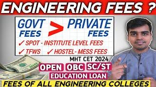 Category-Wise All Engineering Colleges Fees !! MHT CET 2024 | SPOT- Institute Level Fees