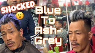 Customer ho gaya shocked | blue colour se grey kaise ho gaya | ash grey haircolours | kundansaloon