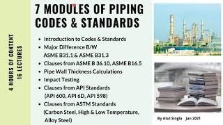 7 Modules of Piping Codes & Standards : Piping Engineering Course