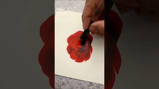 ️ AMAZING Red rose painting using simple brush strokes #shorts #art