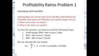 Profitability Ratios Problem 1: ROA, ROE