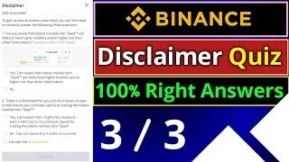 Binance Disclaimer Quiz Answers | Binance Trades Quiz Answer | New Quiz for Spot Trade and Services