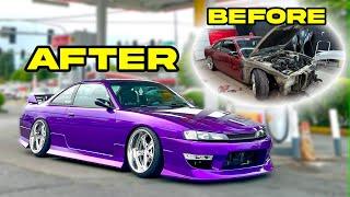 Rebuilding a DESTROYED Nissan s14 in 20 minutes *Amazing Transformation*