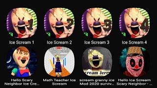 Ice Scream 1, Ice Scream 2, Ice Scream 3, Ice Scream 4, Hello Scary Neighbor Ice Scream.....