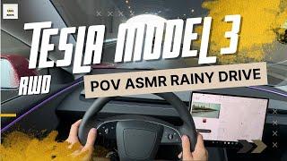 POV ASMR DRIVE with TESLA MODEL 3 RWD - RAINY SUNDAY AFTERNOON #tesla #consumption #model3