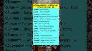 Календарь Великих православных праздников на 2024 год