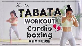 居家30分鐘燃脂Tabata結合拳擊有氧高強度爆汗肌力訓練 30min Cardio Boxing Tabata workout