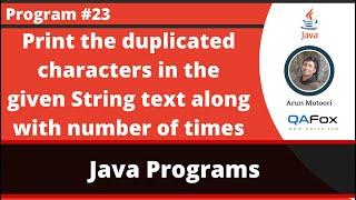 Java program which intakes String and prints the duplicate characters along with number of times