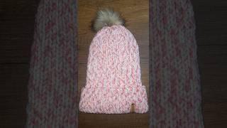 "Pink & White Beanie  #knittingmachine #hat #pinkandwhite #sentroknittingmachine #cozyknitting