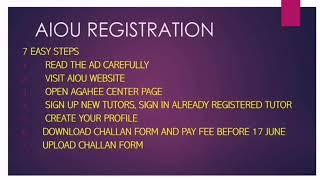 How to apply Aiou Tutorship