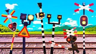 【踏切アニメ】路面電車と一緒にふみきりカンカンTram crossing and Railroad crossing!!