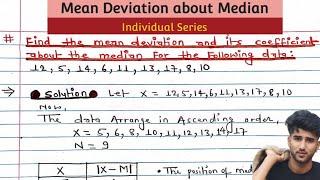 Mean deviation from median | individual Series | Mean Deviation and it's coefficient |Statistics