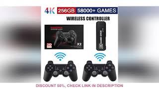 GD10 Game Stick 256G 4K HD Video Game Console Double Wireless 2.4G Controller Retro Console  58000 G