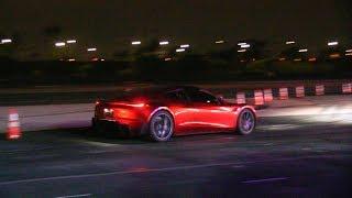 Tesla next gen Roadster red exterior shots + launching