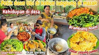 NYESEL BARU TAU RESEP INI‼️MASAK DAUN UBI BRAMBANG ASEM,SAMBEL TAUN,DADAR JAGUNG JUMBO & IKAN GORENG