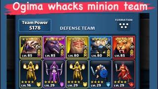 Empires & Puzzles : Ogima power  against minion heavy scenario….