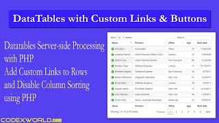DataTables Server-side Processing with Custom Links and Buttons using PHP