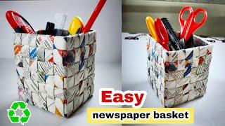 How to Make Newspaper Basket | Paper Weaving Basket | Newspaper Craft