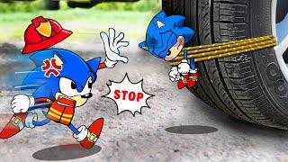 Stop !! Car Crushing Fireman vs Baby Sonic | Crushing Crunchy & Soft Things by Car - Woa Doodland