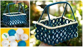 diy how to make a basket from plastic bottle caps