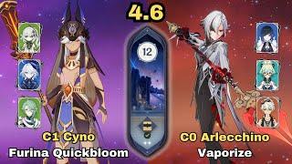 C1 Cyno Furina Quickbloom & C0 Arlecchino Vaporize | Spiral Abyss 4.6 | Genshin Impact