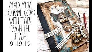 Mixed media journal cover with Tyvek crash the stash 9 19 19