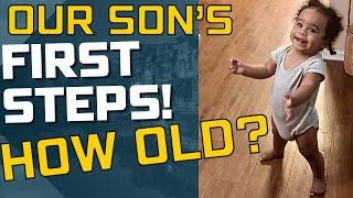 Our Baby's FIRST STEPS!!! (Dad Encourages Son's First Steps)