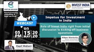 Impetus on Investment in India post Covid, 'Invest India' with Cretum Advisory