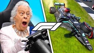 THE QUEEN PLAYS F1 GAME FOR THE FIRST TIME! | School of Veloce