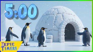 5 Minute Music timer with Cool Penguins and an Igloo!