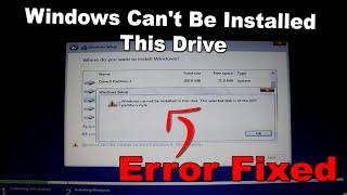 Can't be installed on drive 0 partition error while install windows 10