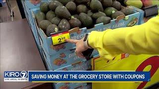 Saving money at the grocery store with coupons