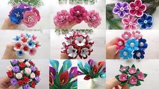 10 ideas Beautiful Flowers from glitter foamiran ️Flower making DIY