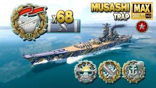 Battleship Musashi: 100% success in Ranked battle - World of Warships