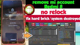 how to remove mi account redmi 8 flash firmware by unlock tool no relock