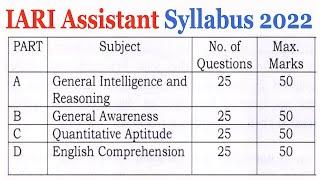 IARI Assistant Syllabus 2022 ICAR Question, Pre Mains Questions