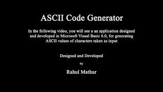 ASCII Code Generator (Microsoft Visual Basic 6.0)