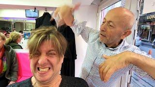 SHOULD I TELL MY BARBER IT HURTS? (Pink Barber Violent Head Massage RESET!)  Unintentional ASMR