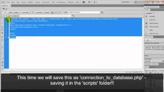 php/mysql tutorial create and connect to a database using Adobe Dreamweaver