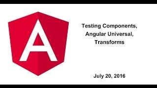 Testing Components, Angular Universal, Transforms