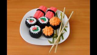 Суши и Роллы амигуруми | Вяжем крючком | Sushi and rolls Crochet Tutorial - Amigurumi Food