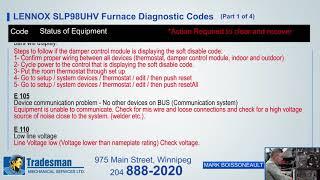 Lennox SLP98UHV 1 Furnace Fault Codes