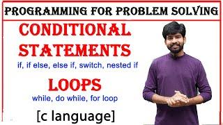 conditional statements and loops in c, if, if else, else if, switch, nested if, while, do while, for