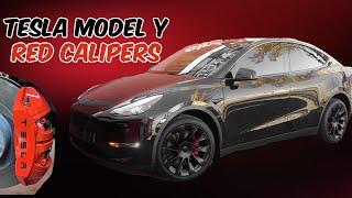 Tesla Model Y - Red Calipers + Decal