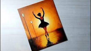 Easy Dancing Girl Painting for Beginners | How to Paint a Ballet Dancer | Ballerina Scenery Painting