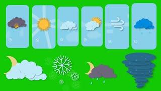  4K Weather Forecast Icons Pack | Green Screen Animated Icons | After Effects Template