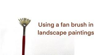 Fan brush landscape painting in watercolor for beginners