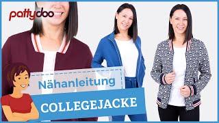 Nähanleitung Collegejacke mit Reißverschluss, einfachen Leistentaschen & Bündchen- oder Stehkragen 