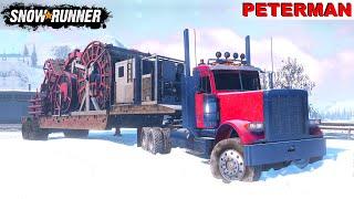 SnowRunner - PETERMAN 3790 Truck With Oversized Load Driving On Slippery Road