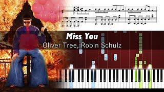 Oliver Tree & Robin Schulz - Miss You - Epic Piano Tutorial with Sheet Music